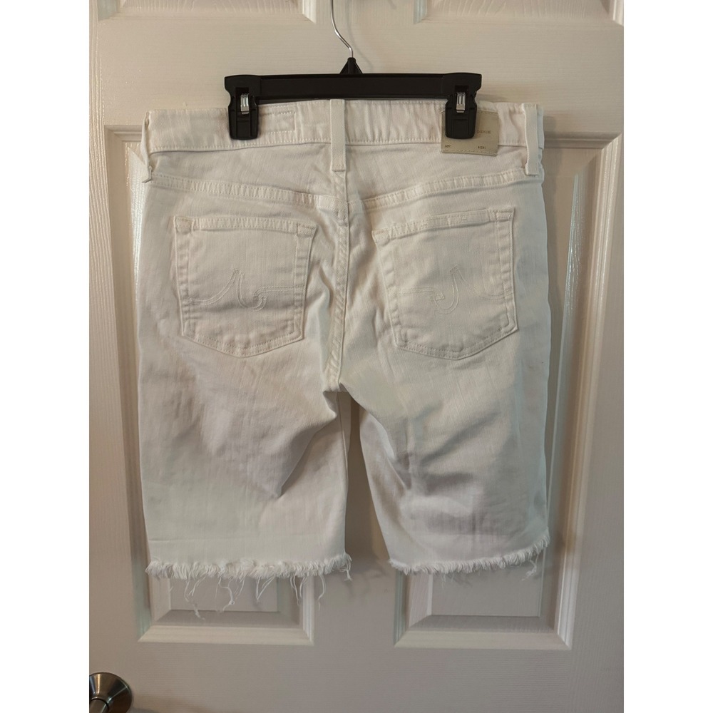 AG Adriano Goldschmied Nikki Relaxed Skinny Shorts Women 27 White Raw Hem Denim - Picture 2 of 6